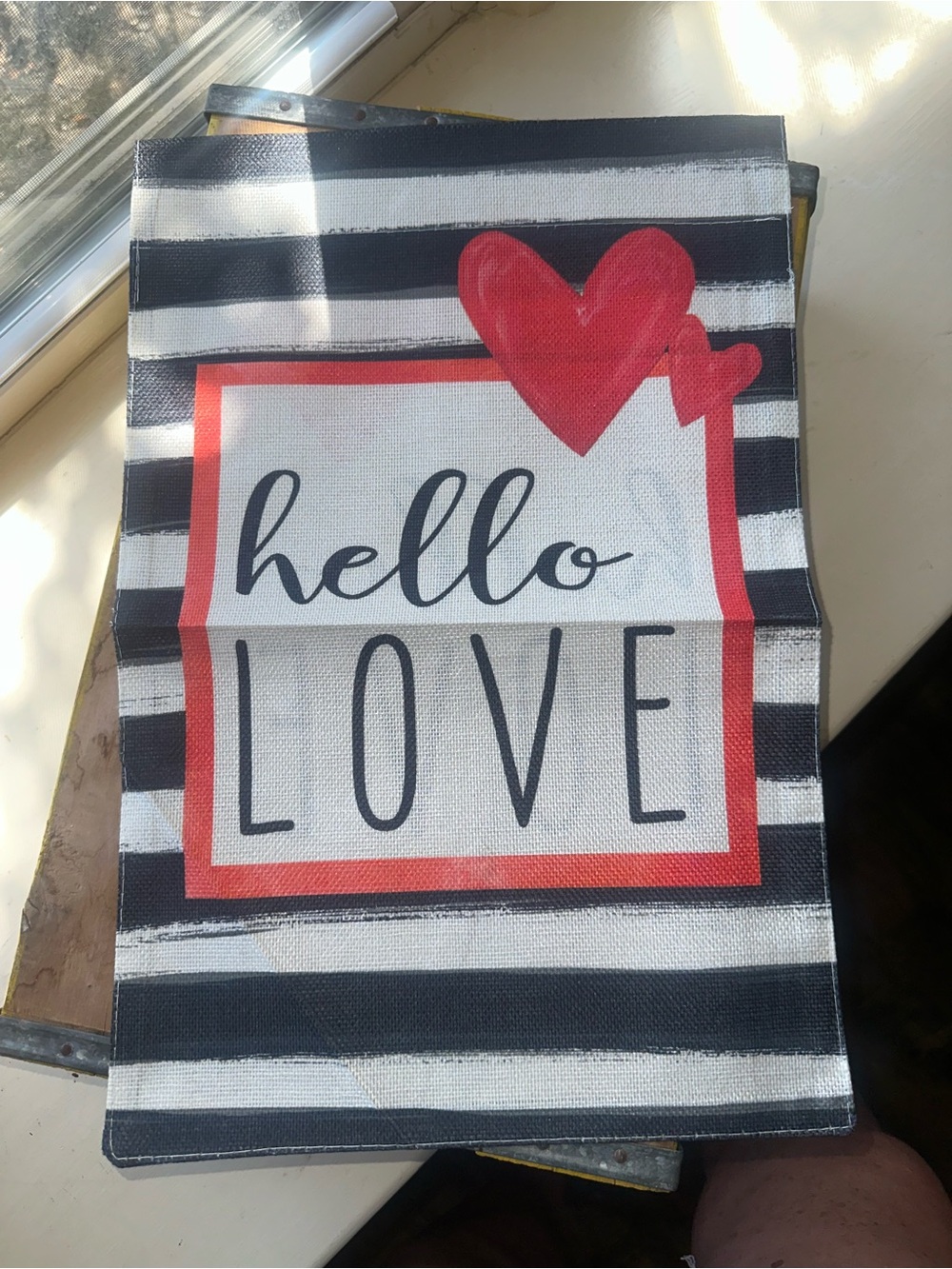 Hello Love Striped Valentine 12 x 18 Garden Flag~ New ~ Flag Only - Picture 3 of 3